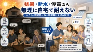 猛暑・断水・停電なら無理に自宅で耐えないでください